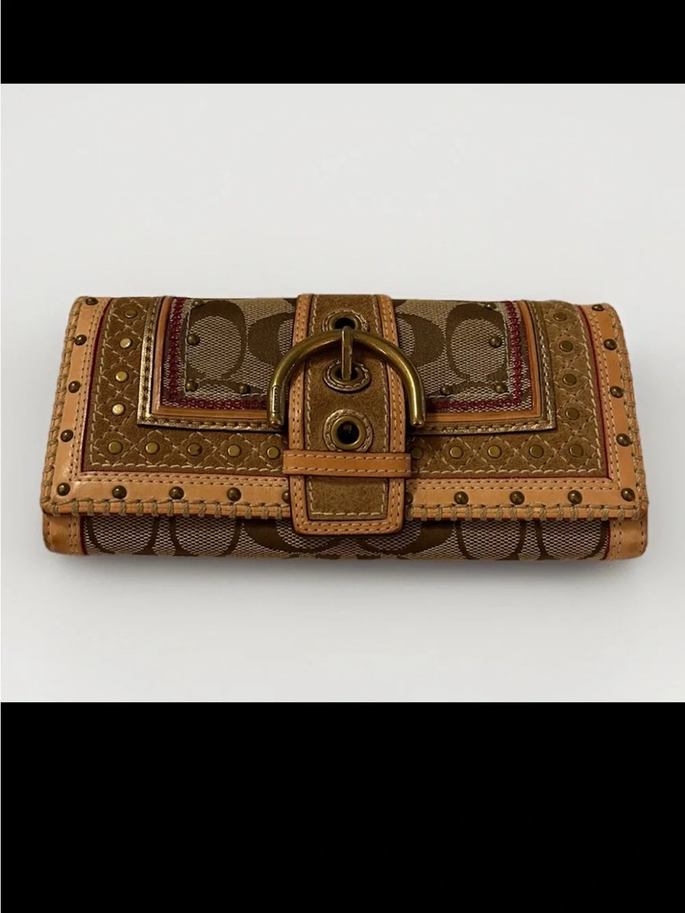 Coach Soho Hobo Bag and Wallet Set, Signature Canvas,Brass Studded Leather RARE